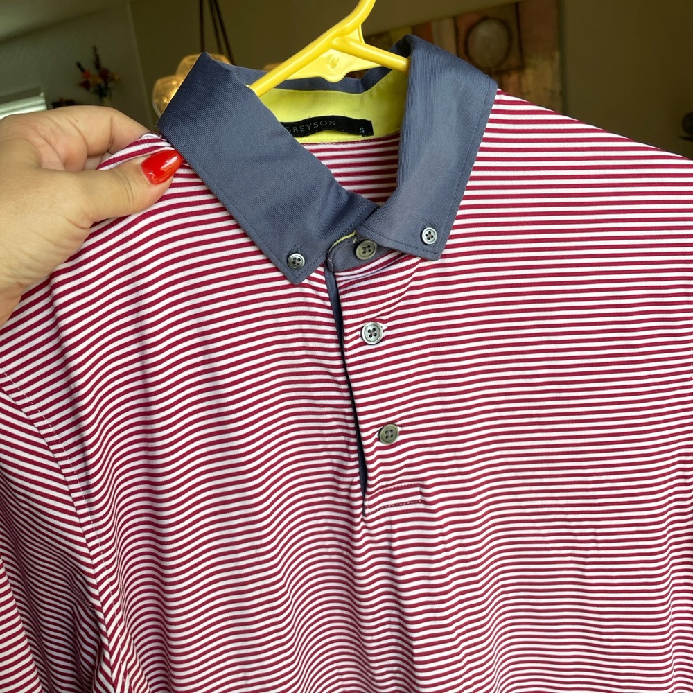 Greyson Red Striped Men's Gold Shirt - S